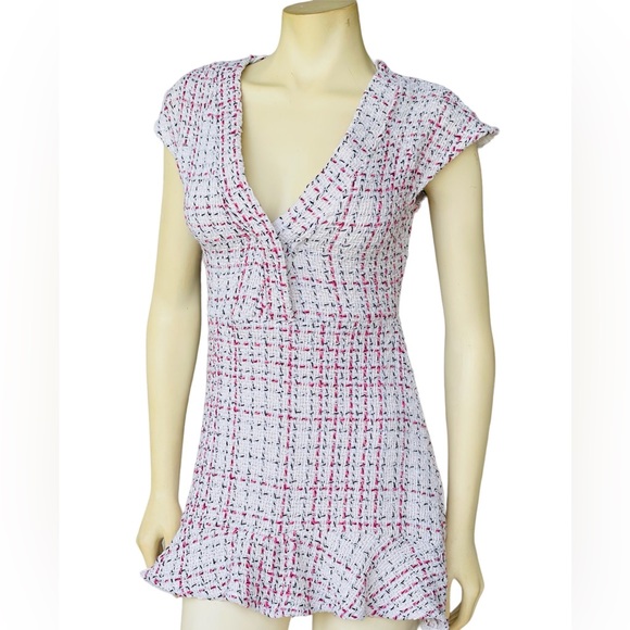 Zara Tweed Texture Ruffle Hem Dress - Picture 5 of 11